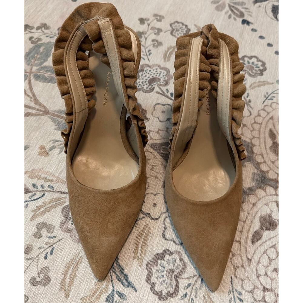 Good American The Show Off Slingback Pump Heel GA029S-E Suede Nude Size 8 - Picture 4 of 7